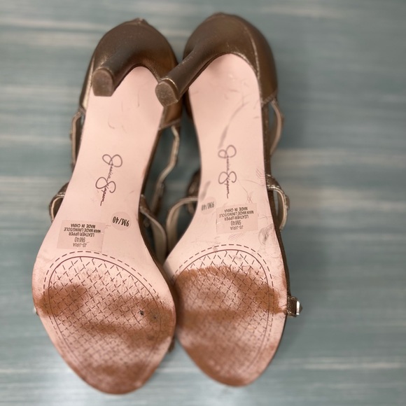 Jessica Simpson Jiria Faux Leather Metallic Gold Studded Zip Back Stiletto 9M 💗 - Picture 6 of 6